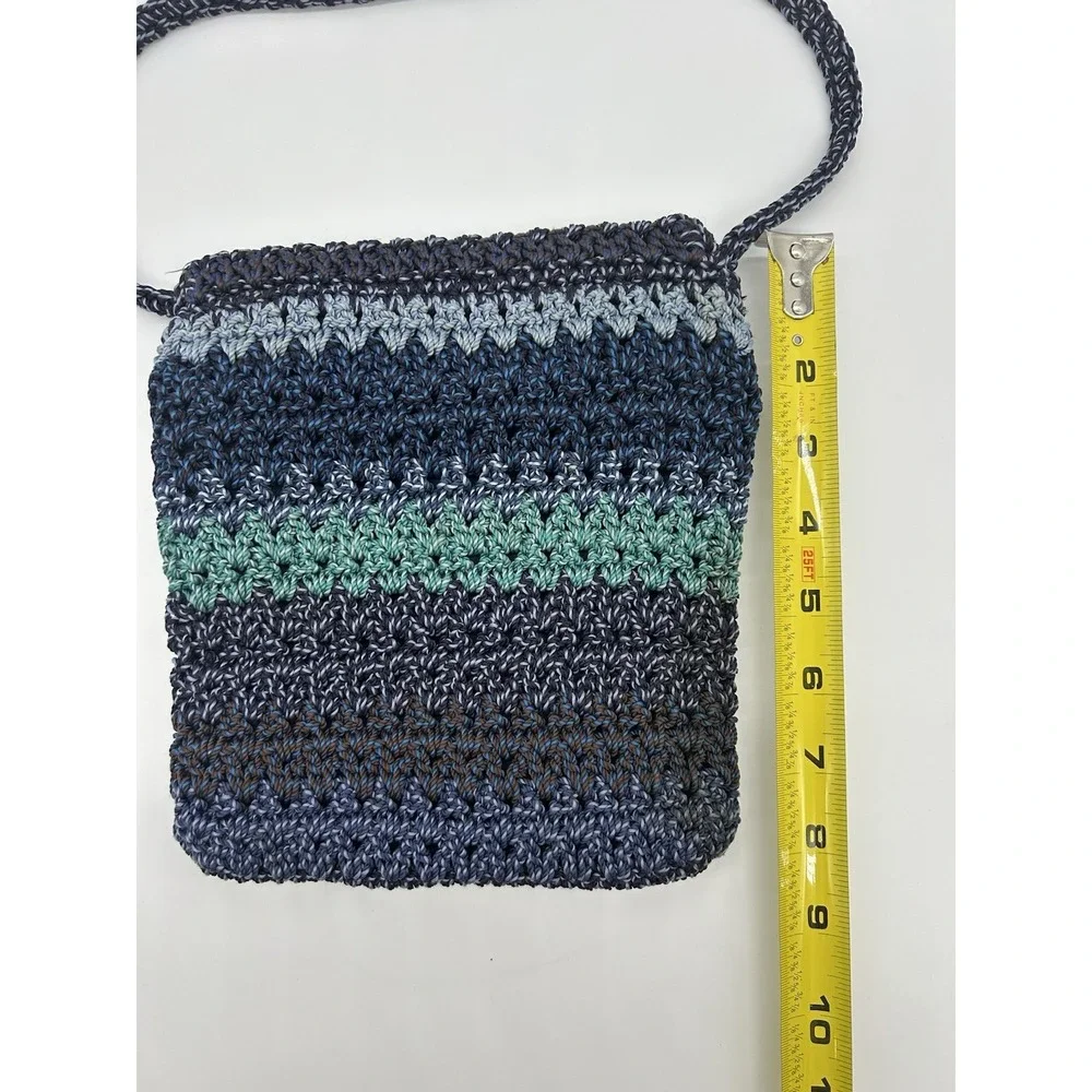 the‎ sak Blue and Green Striped Crochet Shoulder Bag 8.5